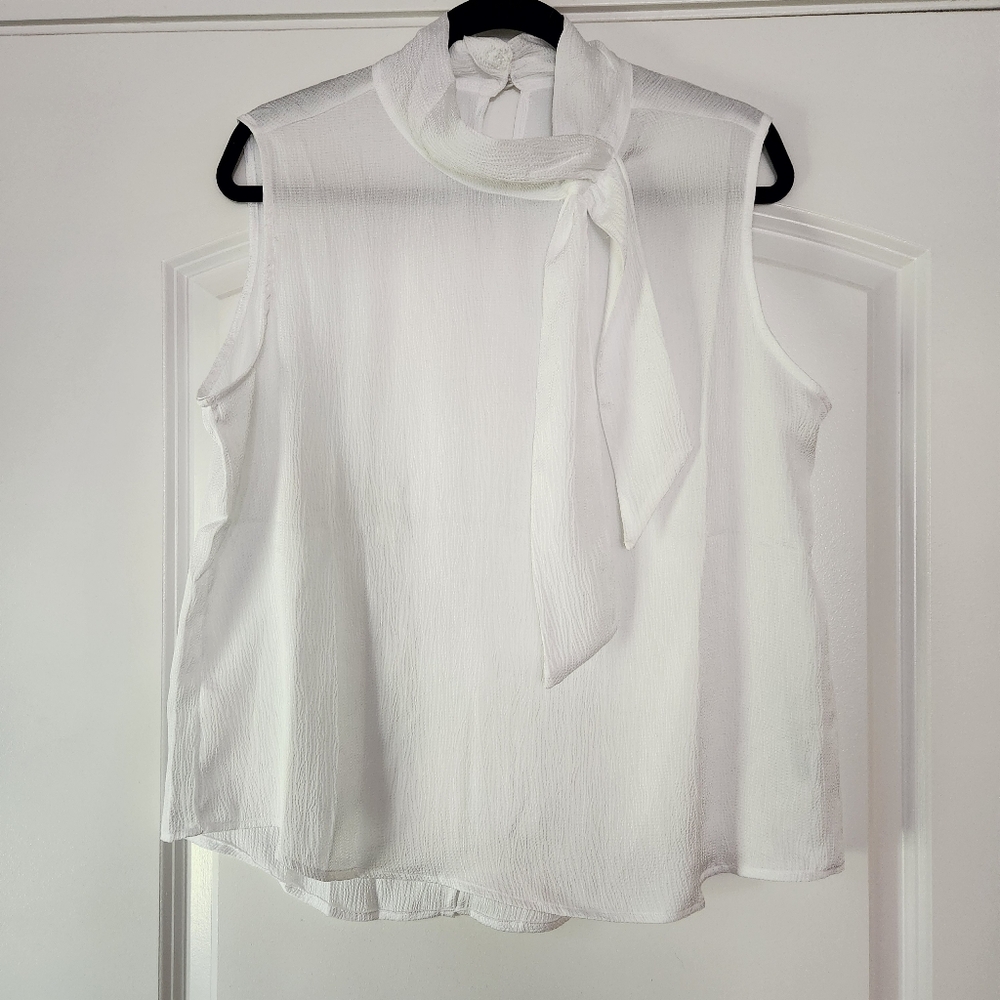 CALLIOPE ITALY WOMEN'S WHITE SLEEVELESS BLOUSE WITH TIE SIZE XL